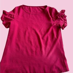 Womens Ruffled Sleeve Pink Top